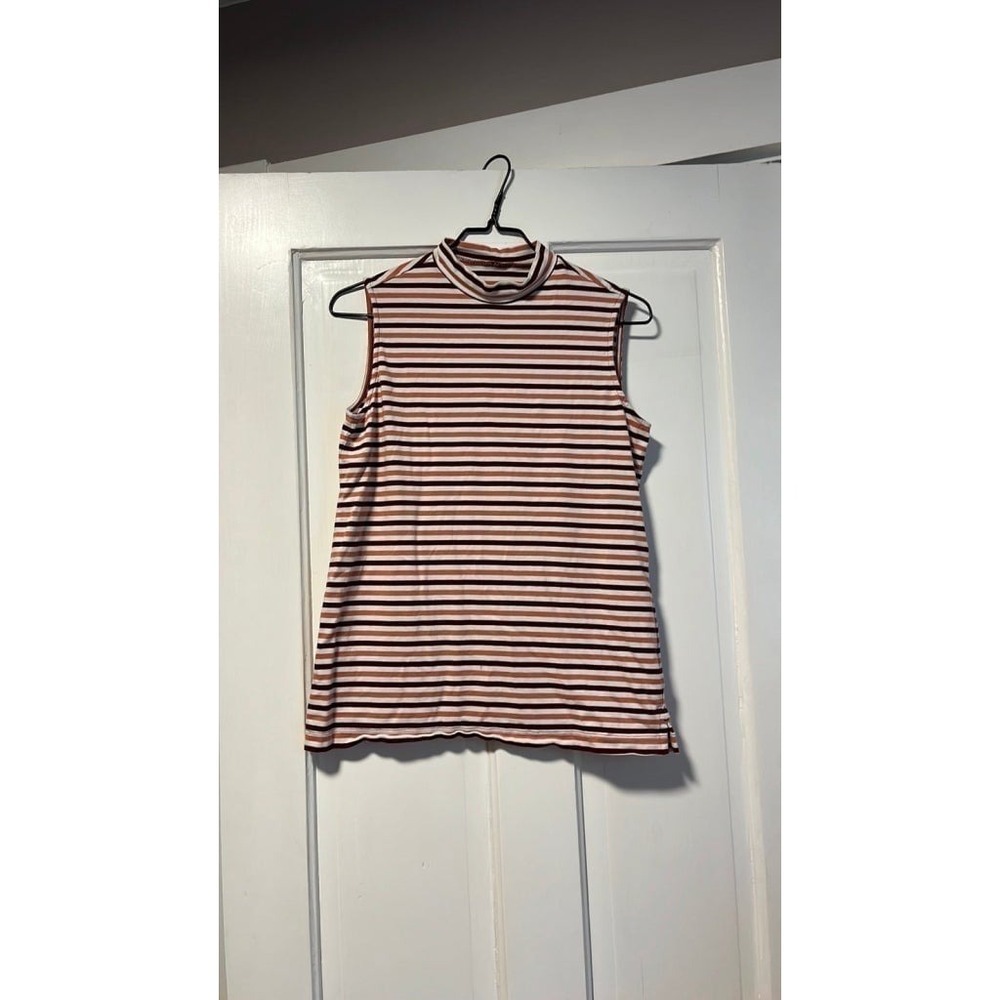 90s style Lands End woman's XS striped mock neck tank